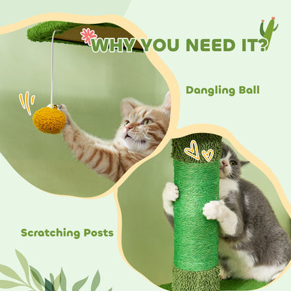 230-275cm Floor-to-Ceiling Adjustable Cat Tree with Scratching Posts, Hammock