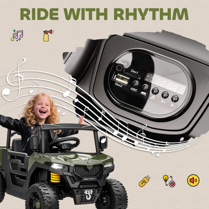 Kids Ride on Car, 12V Electric Kids UTV with Electric Dump Bed, 4-Wheel Suspension for 3-8 Years, Green