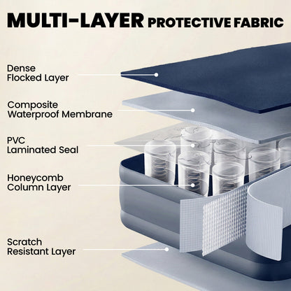 Inflatable Mattress, Single Air Bed with Built-in Electric Pump, 3 Mins Inflation, Flocked Surface, Grey