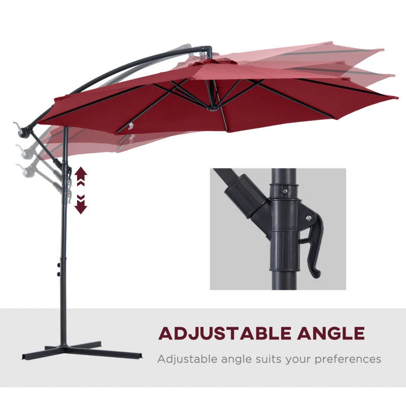 Cantilever Hanging Banana Parasol Umbrella - Wine Red