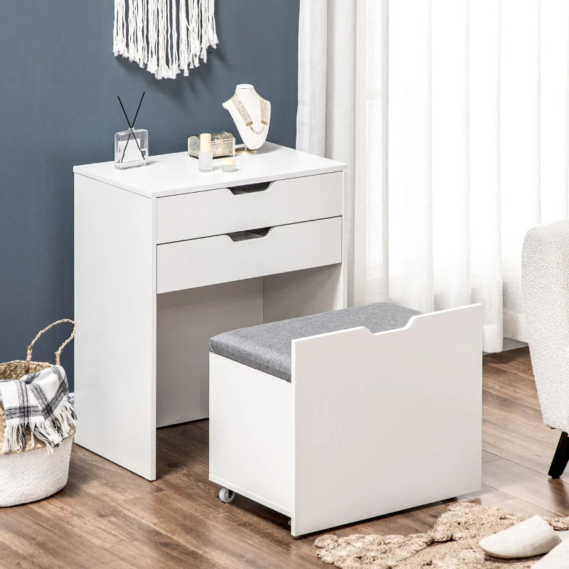 Slimline Dressing Table with Built in Vanity Mirror Drawer and Hidden Compartments for Bedroom