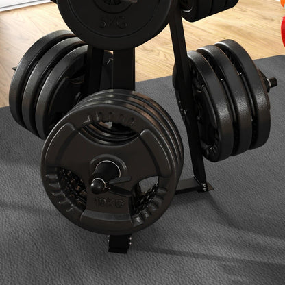 Weight Plate Tree Rack / Organiser with 6 Fastening Clamps - (Barbell and Weight Plates not Included)