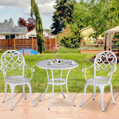 3-Piece Cast Aluminium - Bistro Set - Round Table with 2 Chairs