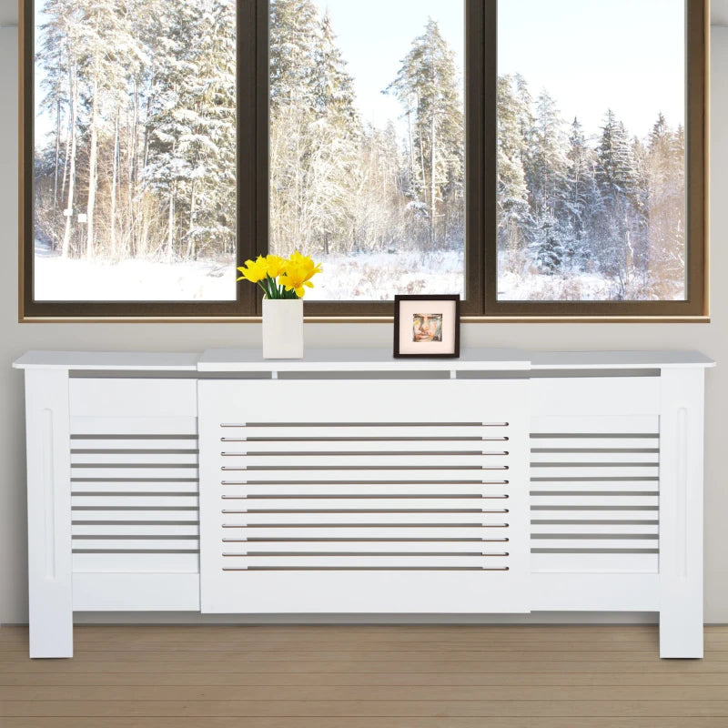 Slatted Design - Extendable Radiator Cover with Top Display Shelf