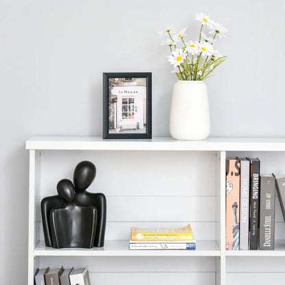 4-Compartment Low Bookcase - 2 Tier with Adjustable Shelves