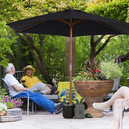 2.5m - Wooden Garden Parasol Outdoor Canopy Sun Shade for Patio - Slate Grey