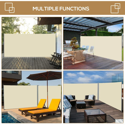 Retractable Side Sun Awning / Outdoor Privacy Screen - (3 x 2) - Cream