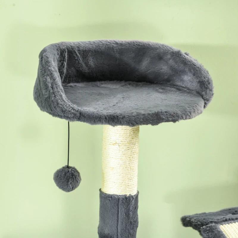 177cm Cat Tree with Scratching Post, Hammock 2 Houses and Top Bed