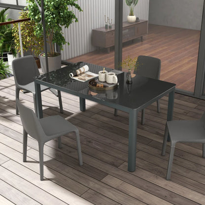 Aluminium Garden Table with Glass Tabletop - (Chairs not Included)