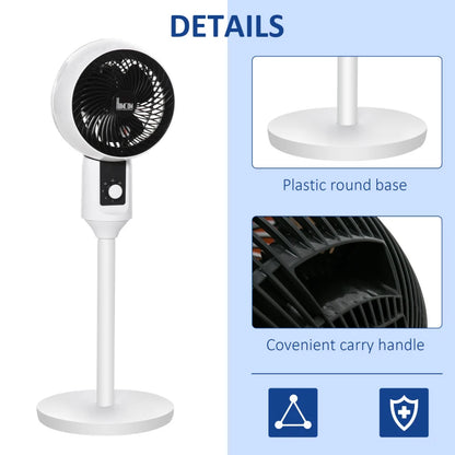 9" - 70° Oscillation / 90° Vertical Tilt - Air Circulator Fan with 3 Speed Modes and Pedestal