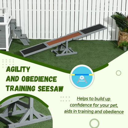 Wooden Pet Seesaw - Dog Agility Testing/Training Equipment with Anti Slip Surface