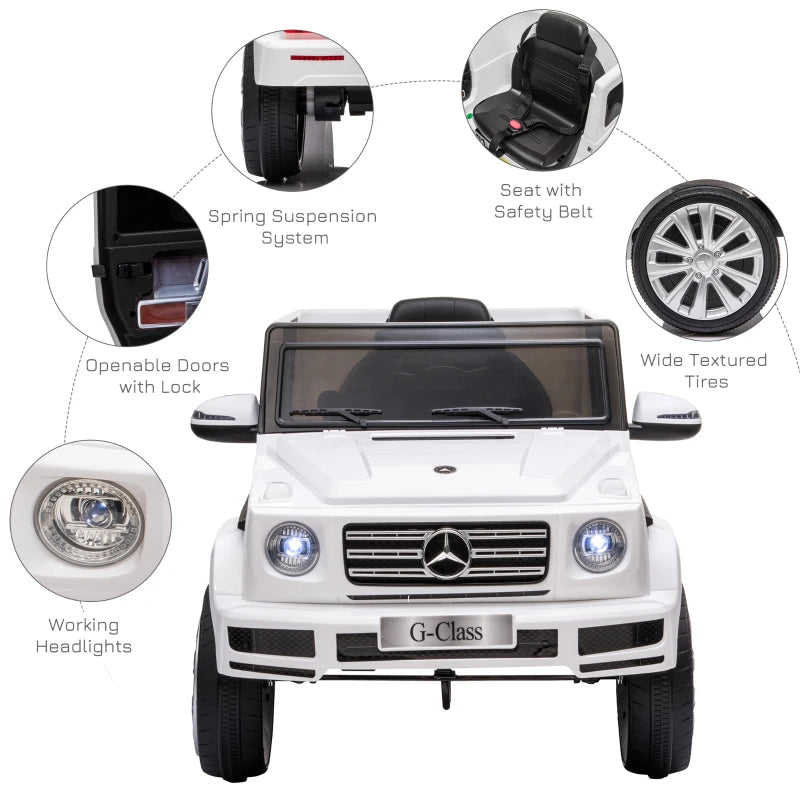 G-Wagon - 12V Kids Electric Ride On Car Toy w/ Remote Control - White