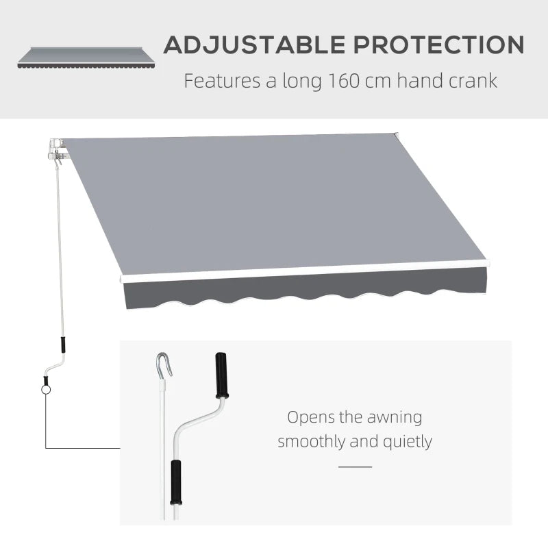 (2.5-2m) Adjustable Winding Retractable Canopy Awning - Grey