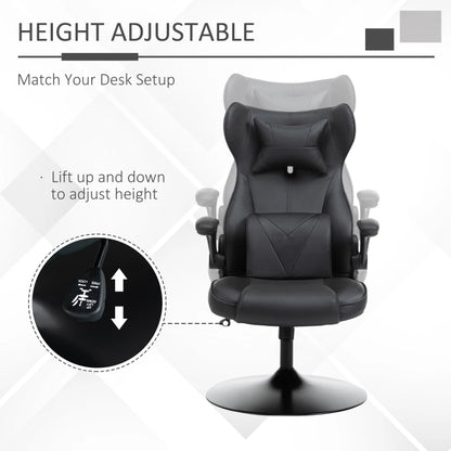 Video Game Home Office Chair with Lumbar Support, Racing Style, Swivel Base, Flip-up Armrest and Headrest