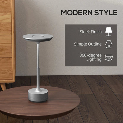 LED - 3 Colour - Cordless Touch Table Lamp with 4000 mAh Rechargeable Battery - Silver