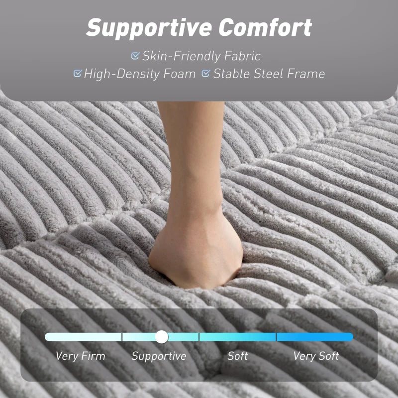 2 Seater Corduroy Sofa bed with Pull-out Design, Cupholders and Side Storage Sleeves - Grey