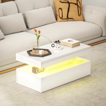 LED - Coffee Table with Storage Compartment