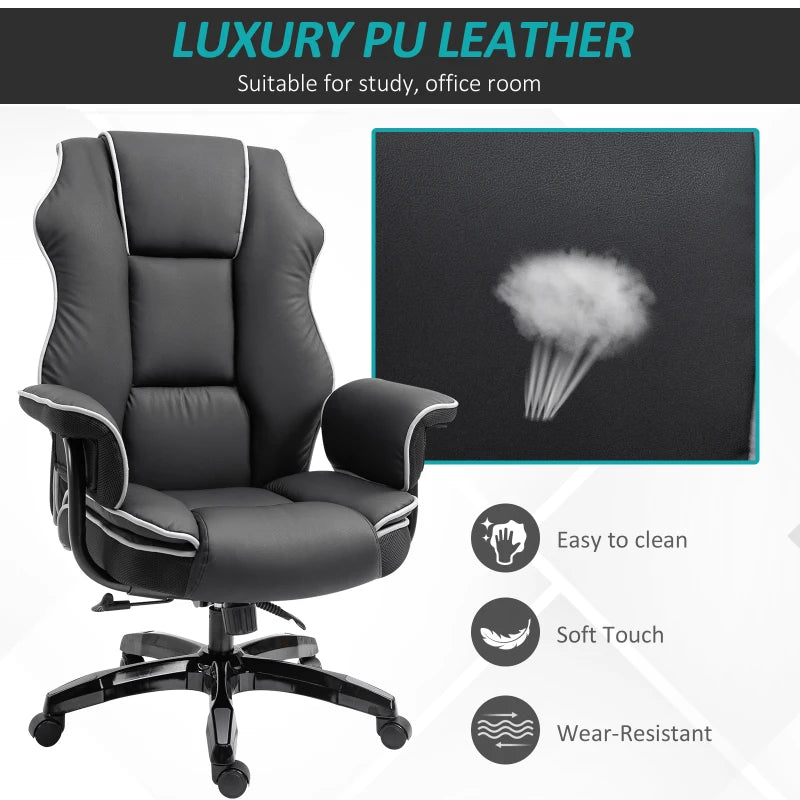 Office Chair, High Back Executive Chair, PU Leather Computer Desk Chair with Armrests and Adjustable Height, Black