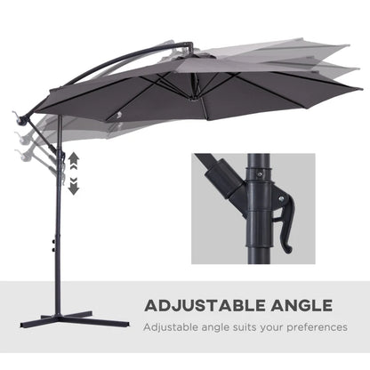 Cantilever Hanging Banana Parasol Umbrella - Steel Grey