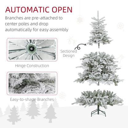 6ft - Snowy Christmas Tree with LED Lights and Metal Base Included