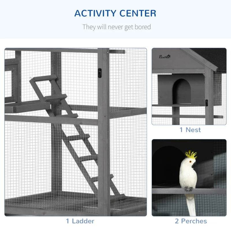 Indoor / Outdoor - 3-Tier Mobile Bird Cage with Ladders and Perching Spots