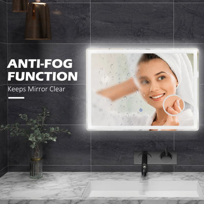 Anti-Fog - LED - Bathroom Mirror with 3x Magnifying Circle & 3 Colour Options, Smart Touch