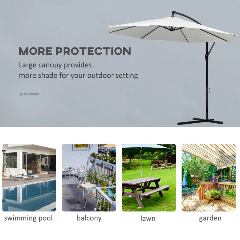 Cantilever Hanging Banana Parasol Umbrella - White