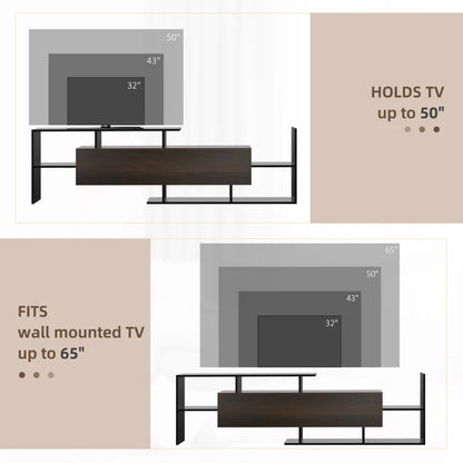 Abstract Style TV Stand with Cabinet and Wall Shelf Included