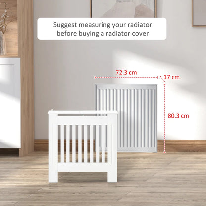 Small Radiator Cover - Vertical Slatted Vent Design with Top Display Shelving