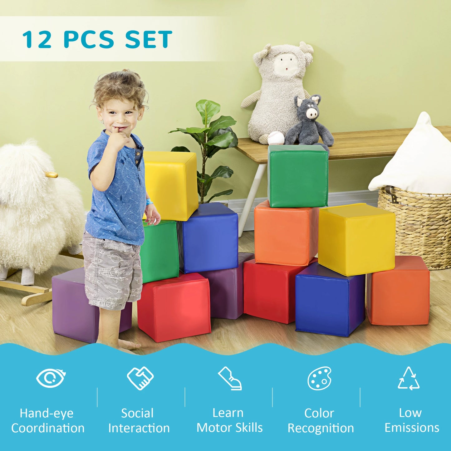 12-Piece Soft Play Foam Stacking / Building Blocks