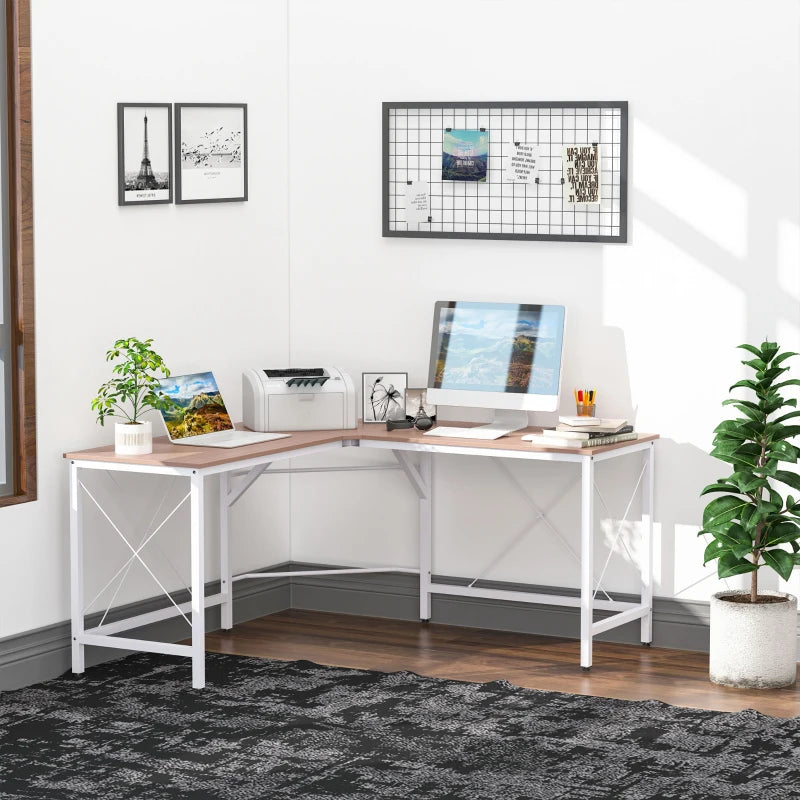 L-Shaped Corner Desk, Computer Desk for Home Office - Wooden / White