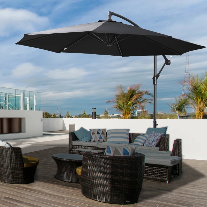 Cantilever Hanging Banana Parasol Umbrella - Black