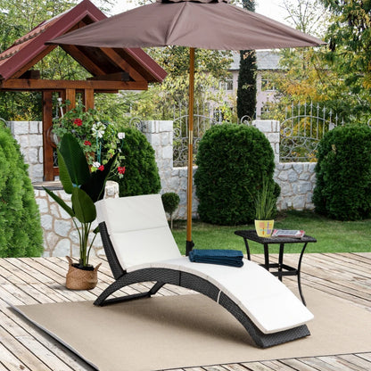 Curved Ergonomic Spa Style Sun Lounger / Sun Bed with Cushion - Black / White