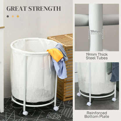 100L Large Capacity - Rolling Laundry Bin with Steel Frame and Removable Lining