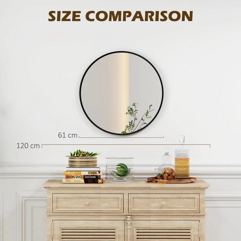 61cm Circular Wall Mirror for Bathroom, Living Room, Kitchen