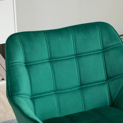 Wide Slanted Back Armchair with Padded Cushion, Iron Frame & Wooden Legs - Emerald