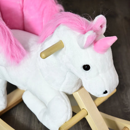 Wooden Plush Unicorn Style Rocking Horse Ride on Toy