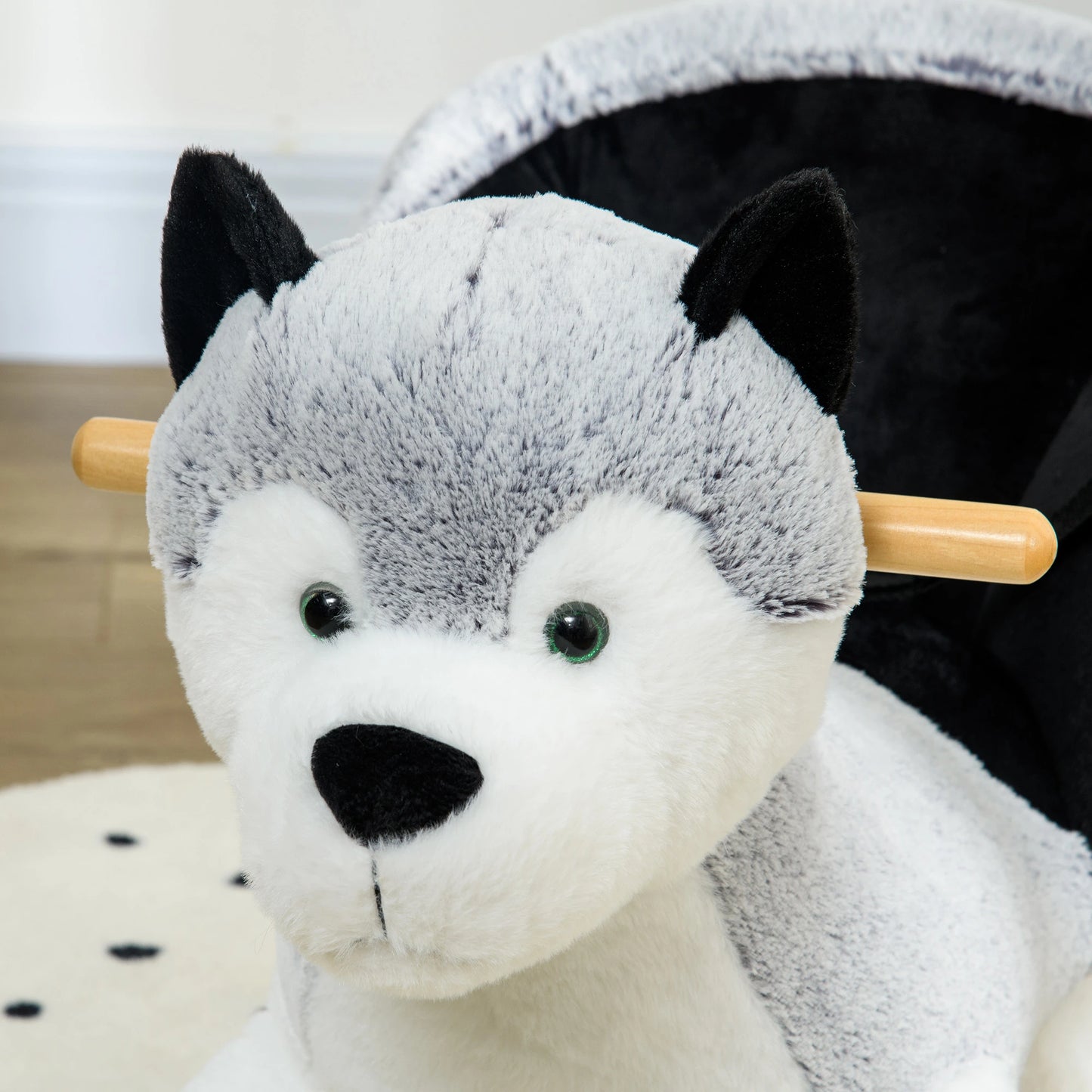 Husky Design Kids Ride on Rocking Horse with Sound Effect and Bucket Seat