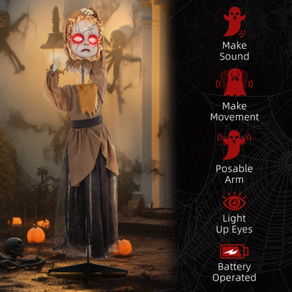 160cm Tall Scary Doll Halloween Decoration with Lights and Sound Effects