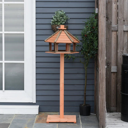 130cm Tall Wooden Bird Feeder / Play Stand with Roof for Outside Use