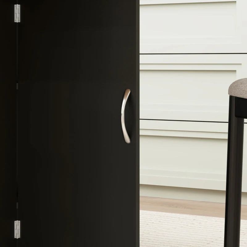 Foldaway Drop Leaf Dining Table with 2-Tier Shelving - Oak / Black