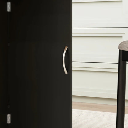 Foldaway Drop Leaf Dining Table with 2-Tier Shelving - Oak / Black