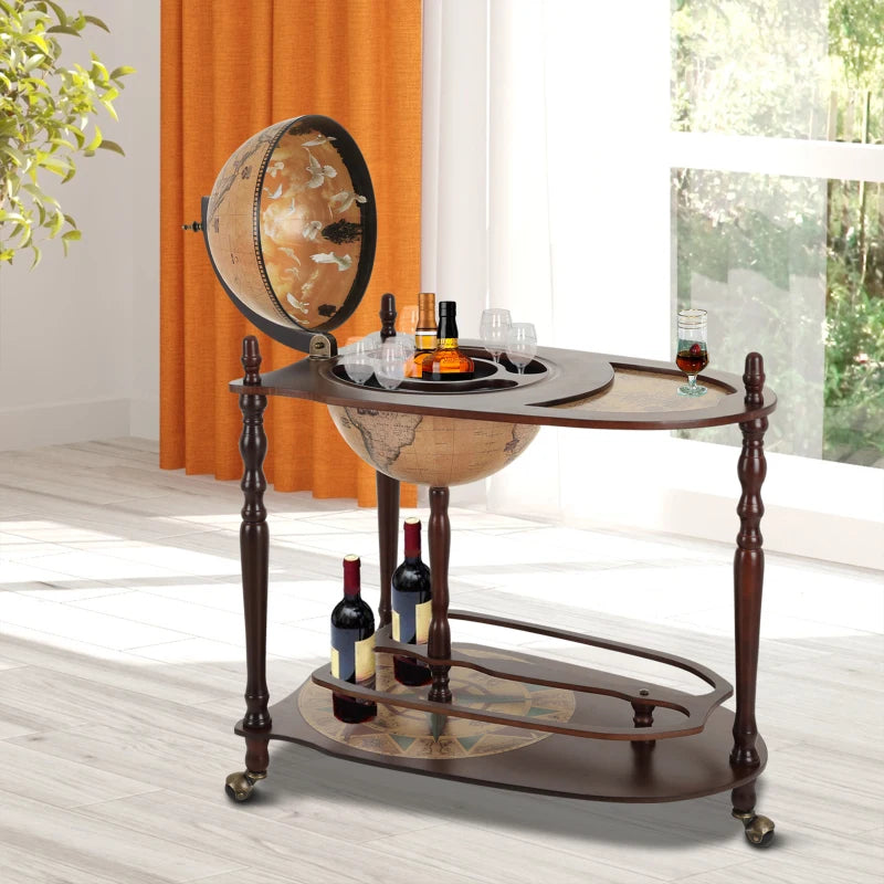 Globe Hidden MinI Bar Drinks Holder with Side Table & Underneath Bottle Holder / Storage