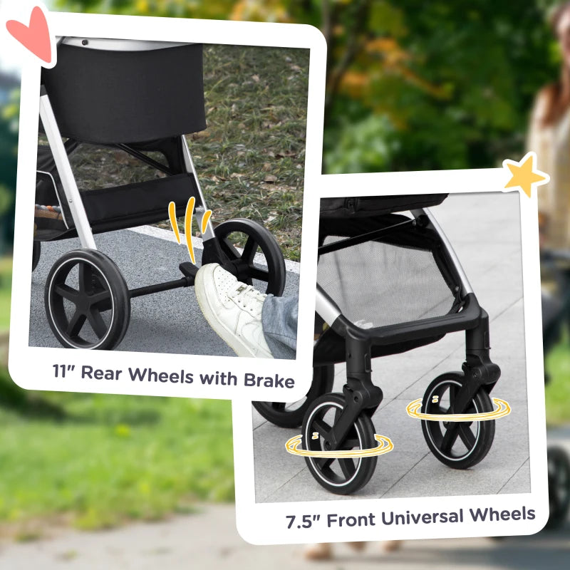 3-in-1 Foldable Pet Stroller with Detachable Carry Bag and Safety Leash - Black