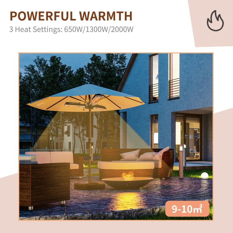 2000W - Parasol Mounted Infrared Heater - (Parasol not Included)