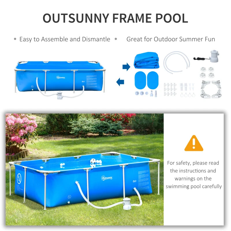 Steel Frame Pool with Reinforced Sidewalls, Filter Pump and Filter Cartridges -  Blue