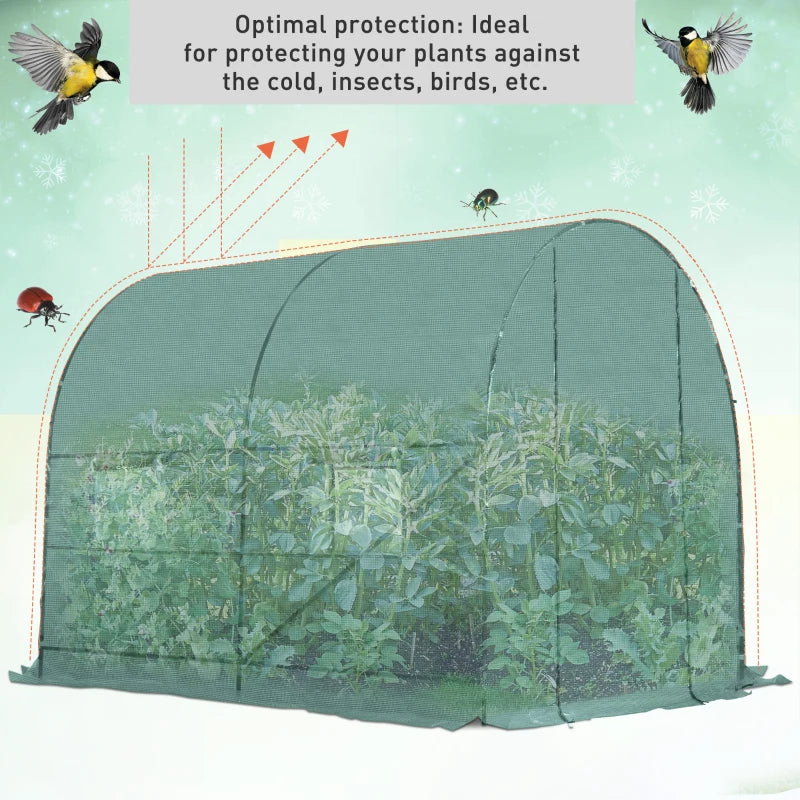 Reinforced Walk-in Polytunnel Greenhouse with Roll Up Door, Galvanised Steel Frame and Zipped Door Windows (2.5m x 2m)