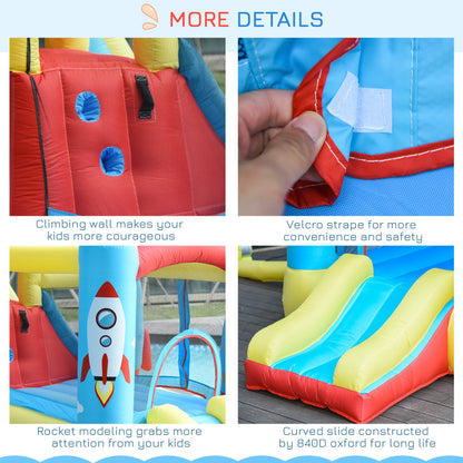 Kids Bouncy Castle with Rocket Ship Design and Paddle Pool