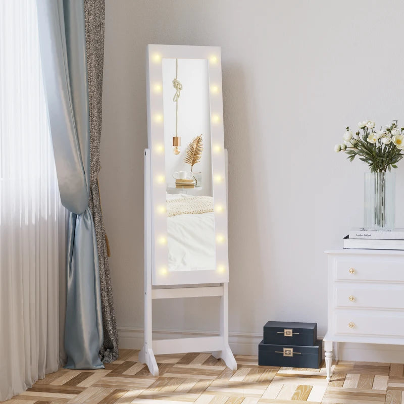 LED - Cabinet Mirror Armoire Floor Organiser with 3 Adjustable Angles