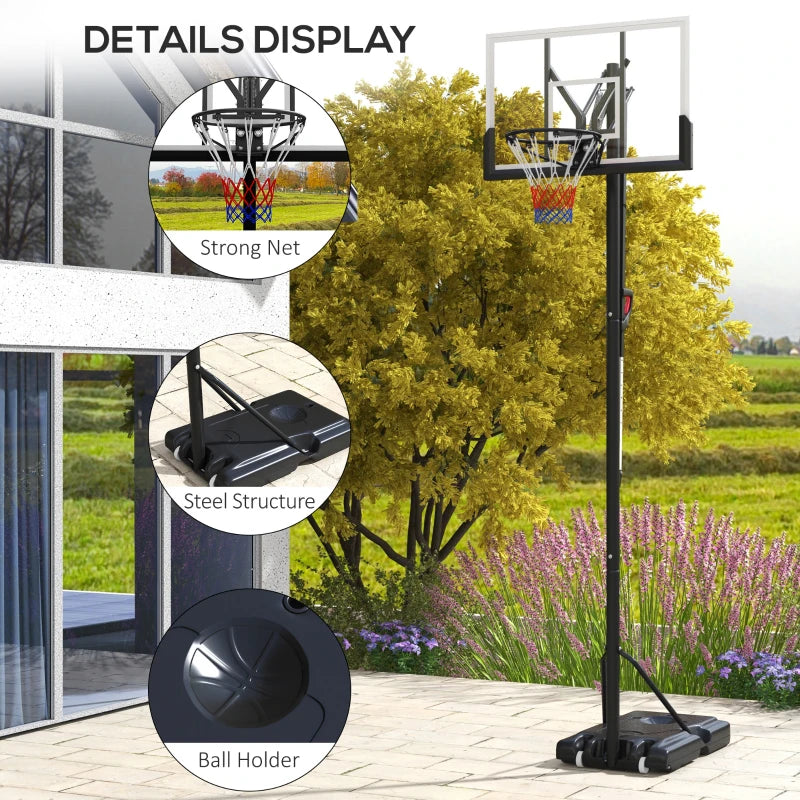 2.35-3.05m - Six Level Height Adjustable Basketball Hoop / Net and Stand